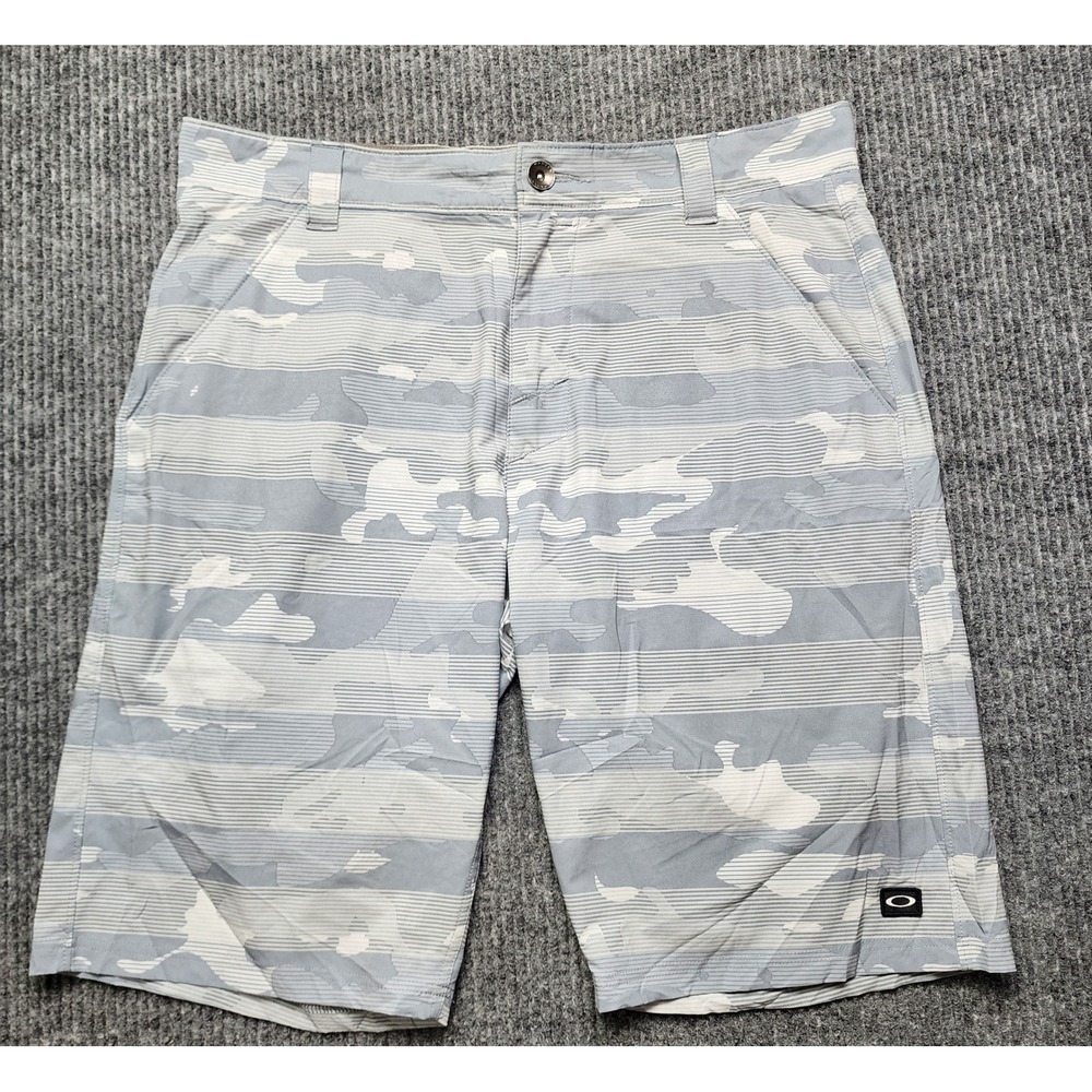 Oakley Mens Performance Camo Shorts Grey White Striped Size 34 Activewear